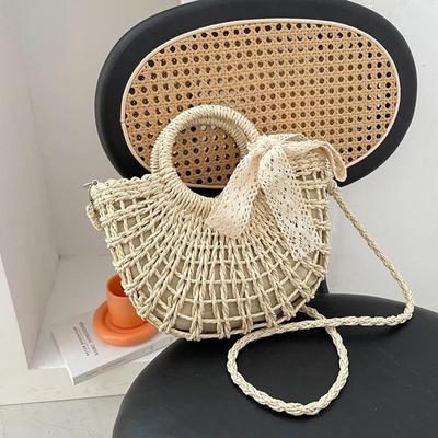Bolsa de ombro de palha artesanal estilo boêmio para mulheres viagem praia bolsa crossbody oca bolsa