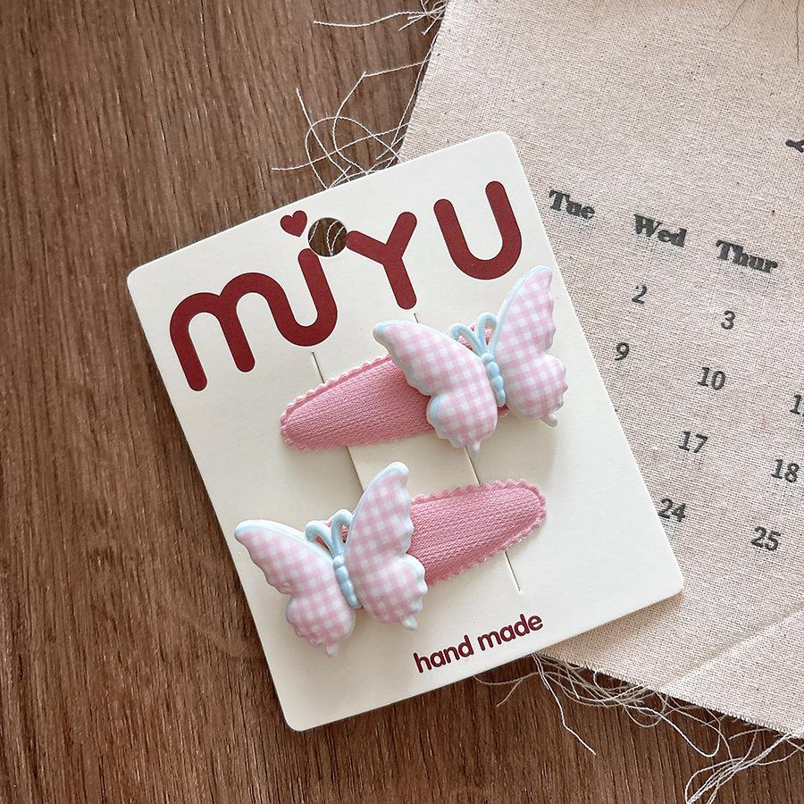 

Koreansweet Candy-colored Plaid Butterfly Children Bb Clip Bangs Hairpin Headwear Girls Kids Hair Accessories