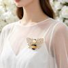 Sparkling Rhinestone Bee Brooch Faux Pearl Gold Plated Vintage Scarf Pin for Women Outdoor Picnic Wear Gift for Friend