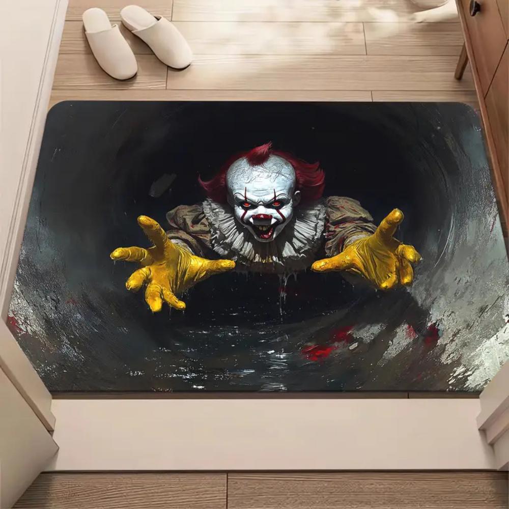 Halloween Door Mat Spooky Pennywise Clown Door Mat Living Room, Bedroom, Kitchen, Entrance Anti-slip Floor Mat Hallway Floor Mat