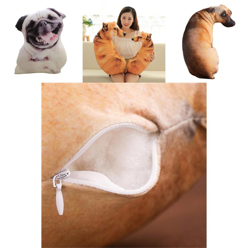 Kreatives 3D-Simulations-Hundekissen, Plüschtier Hund Stofftier für Kinder, Kurzer Plüschstoff, PP-Baumwollfüllung, Verschiedene Größen und Farben