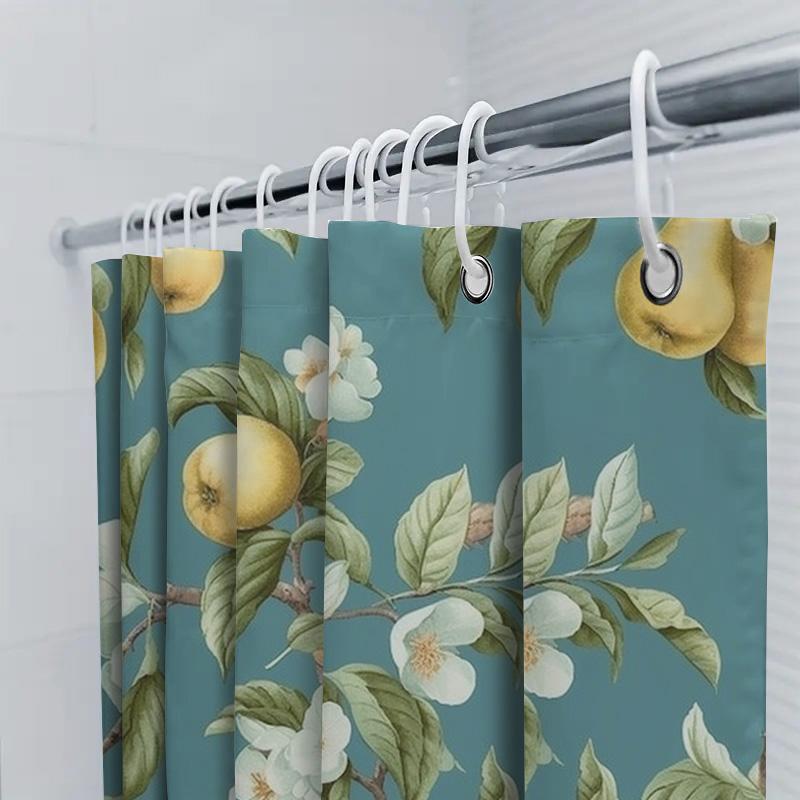 Modern bathroom decor shower curtain with floral fruit pattern for kids' bath area waterproof fabric washable home accessories B