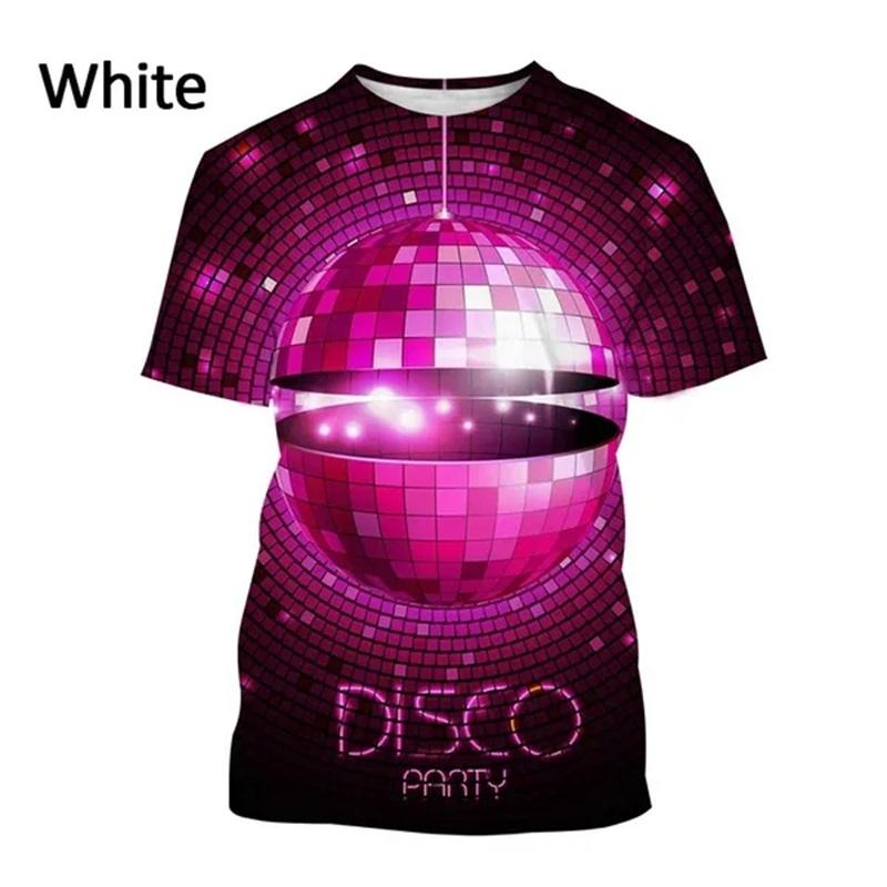 New Party Disco Ball Print Tshirt Short Sleeved O Neck Plus Size T Shirt For Men Women Casual Cool Hip-hop Streetwear Tee Tops