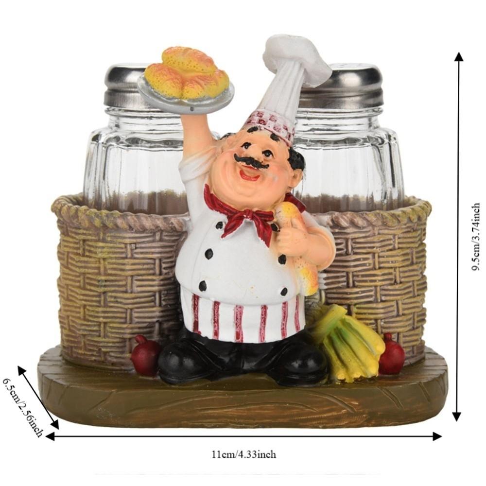 Resin Chef Seasoning Bottle Ornament Exquisite Cute Seasoning Bottle Ornament Creative Durable Chef Figurine Shaker