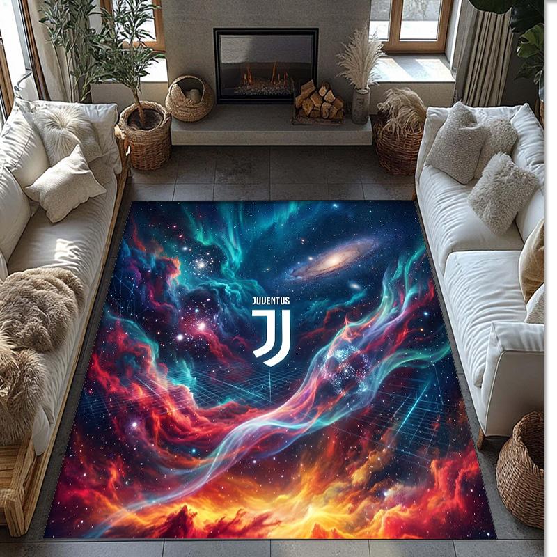 Tappeto in Flanella Stampato Juventus FC Antiscivolo Morbido Poliestere Tappeto per Pavimento Tappetino Decorativo per Interni per Camera da Letto Soggiorno Divano