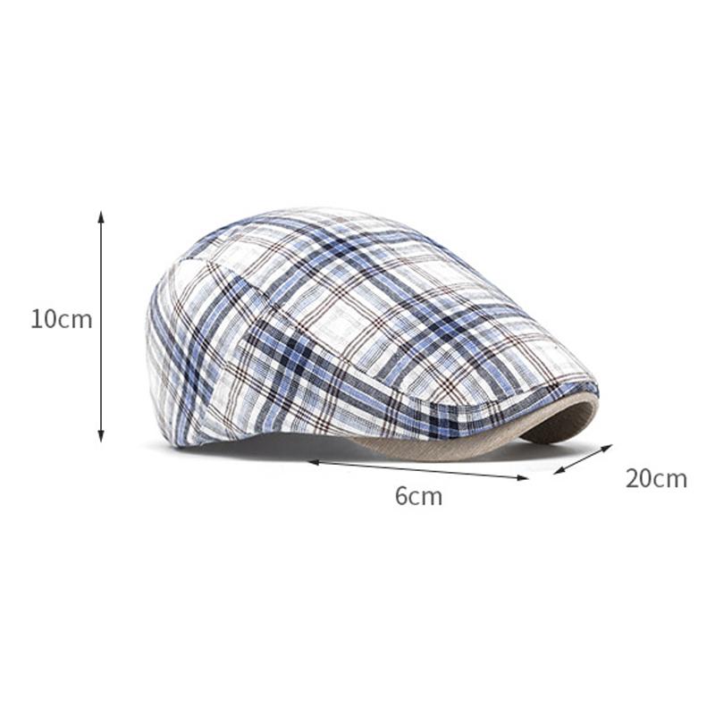 Damska wiosenno-letnia cienka oddychająca czapka w kratę, męska brytyjska czapka gazeciarza, retro beret
