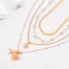 European and American ocean style metal scallop shell starfish pendant necklace ins imitation pearl snake bone chain necklace for women