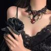 European and American Retro Gothic Punk Style Necklace, Halloween Women's Lace Border Pendant Necklace, Victorian Steampunk Jewelry