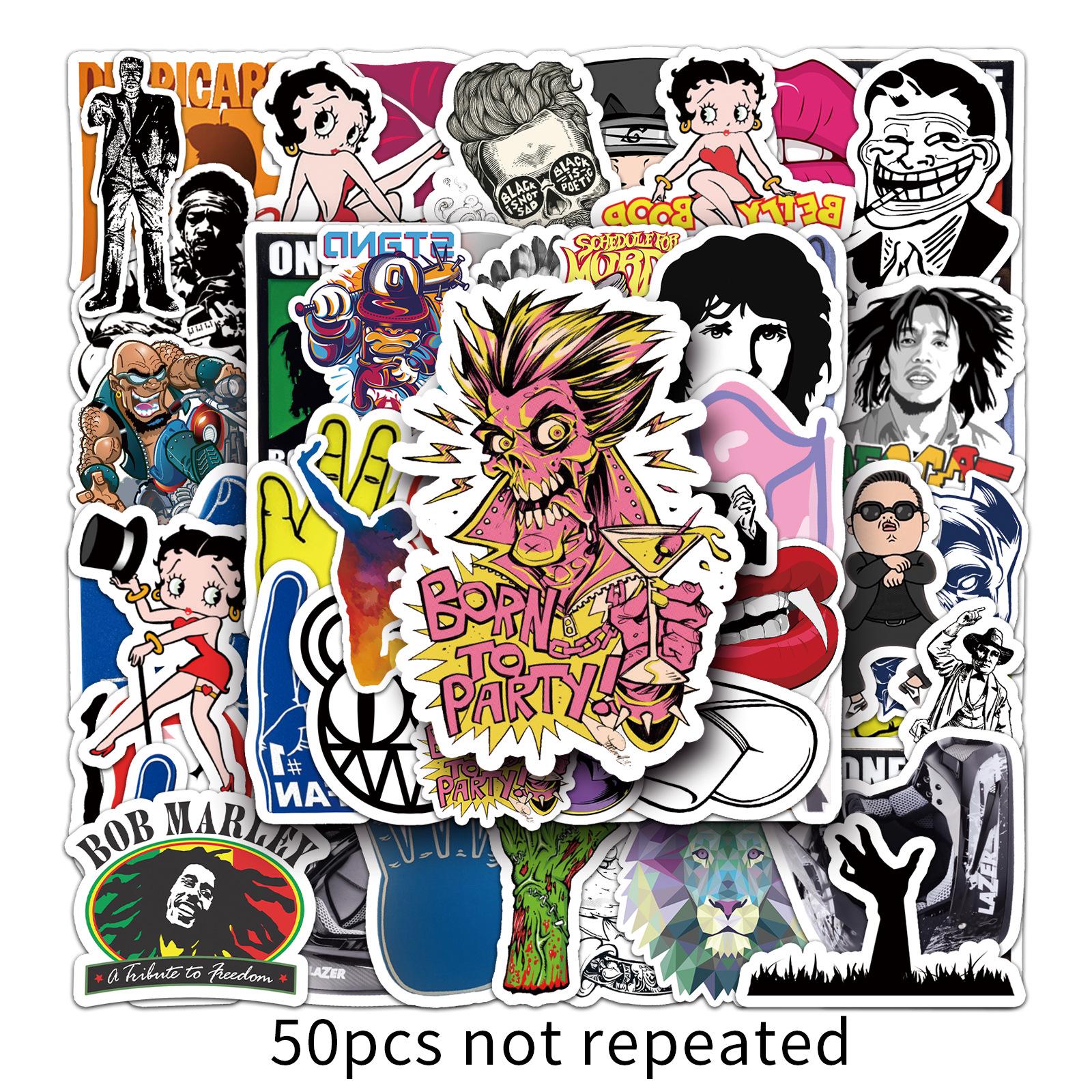 50 Personalized Graffiti Stickers: Waterproof, Removable for Suitcases and Notebooks