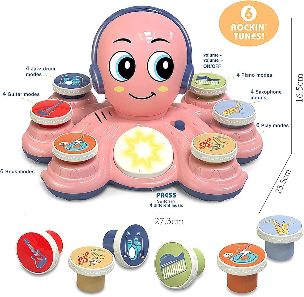 Baby Musical Toys Learning Toys for Toddlers Octopus Music Toys Preschooler Musical Educational Instruments Toy for Birthday