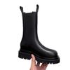 Fur integrated snow boots women's winter velvet thickened soft leather warm medium tube Martin boots thick sole inner height increase short boots