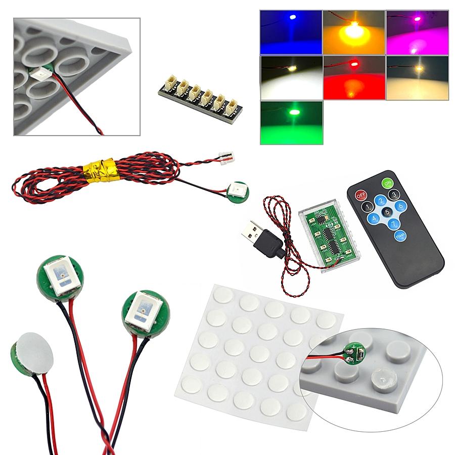 DIY 0.8mm Pin 1x1 1x2 1x4 Length 50cm SMD LED 2835 Remote Control Building Block Flash Lamp City Street Light Bricks