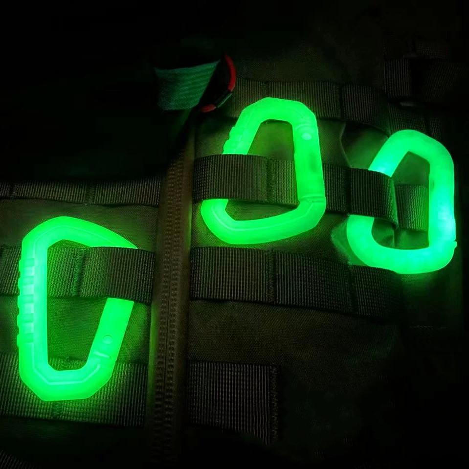 Luminous D-shaped Carabiner Outdoor Tactical Backpack Hook Buckle Multifunction Lightweight D-Ring Snap Hook Bag Accessories