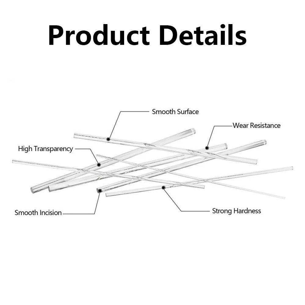1-5pcs DIY Clear Acrylic Rods 500mm Round Bars - Easy Cut & Shape for Custom Builds, Craft Projects