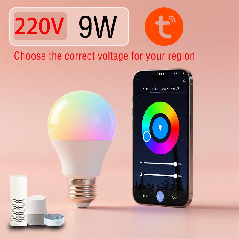 

Smart LED Bulb E27 TuYa APP 110V 220VControl Dimmable Light Bluetooth RGB Lamp Bedroom Decoration Party Lighting Smart Life