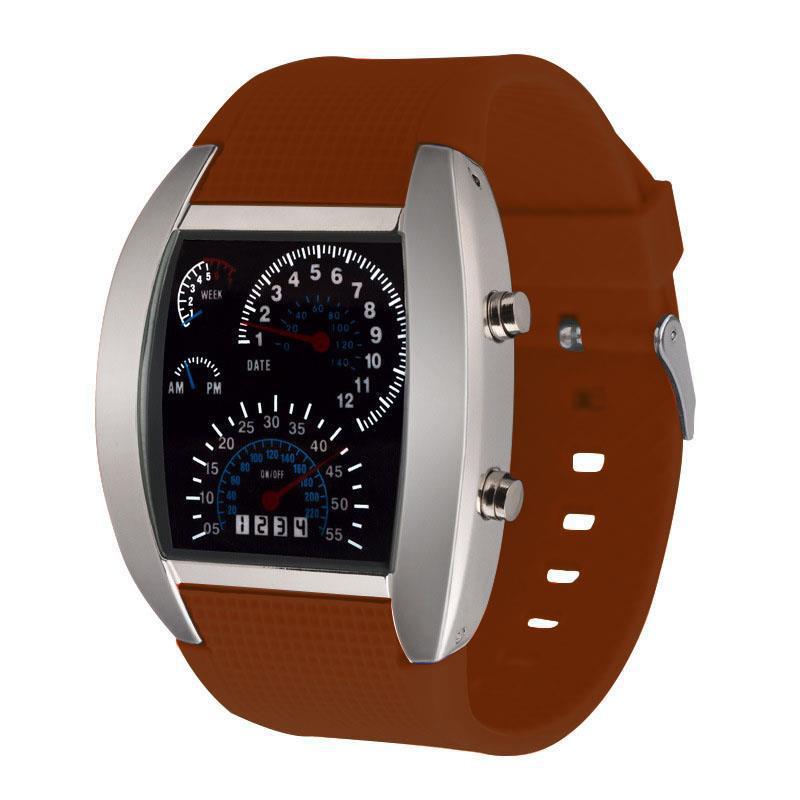 Aviation LED Men's Electronic Sports Dashboard Watch