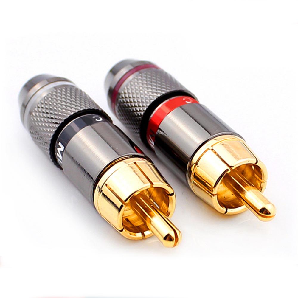 Musical Sound 2/8/24PCS RCA Connector Plug HiFi 24K Gold Plated RCA Connector Jack Adapter for 6mm Audio And Video Speaker CableGood Product