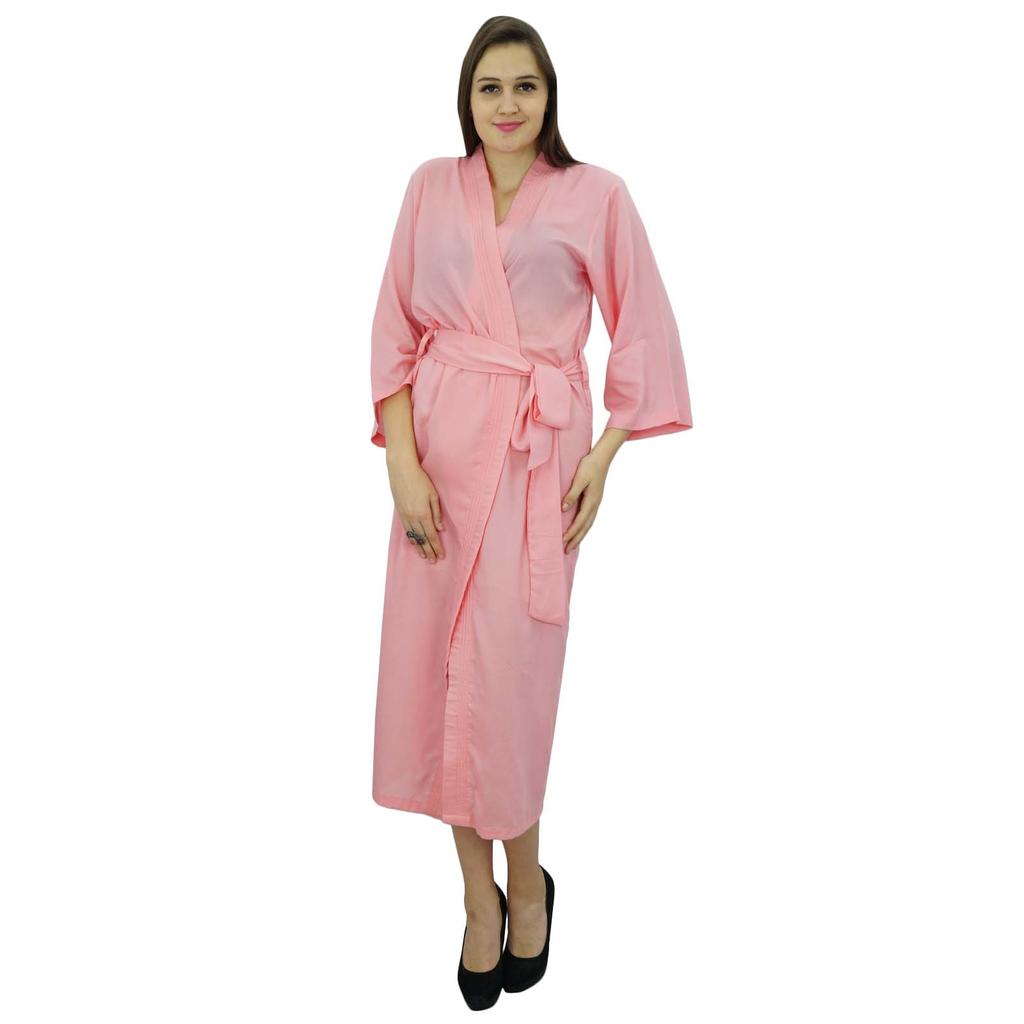 Bimba Women Long Solid Belt Robe Soft Modal Cotton Wrap Round Plain Bath