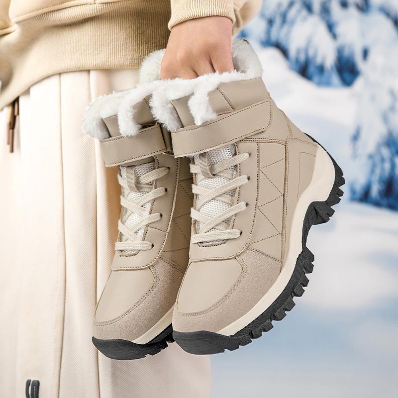 Women's Plus Velvet High-Top Hiking Shoes - Thickened Warm Outdoor Cotton Snow Boots for Autumn/Winter 2025