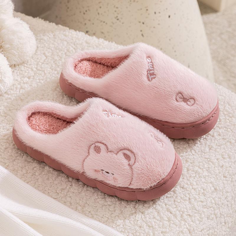 New Qidashun cotton slippers home autumn and winter indoor and outdoor plush cotton shoes warm wool cotton mop