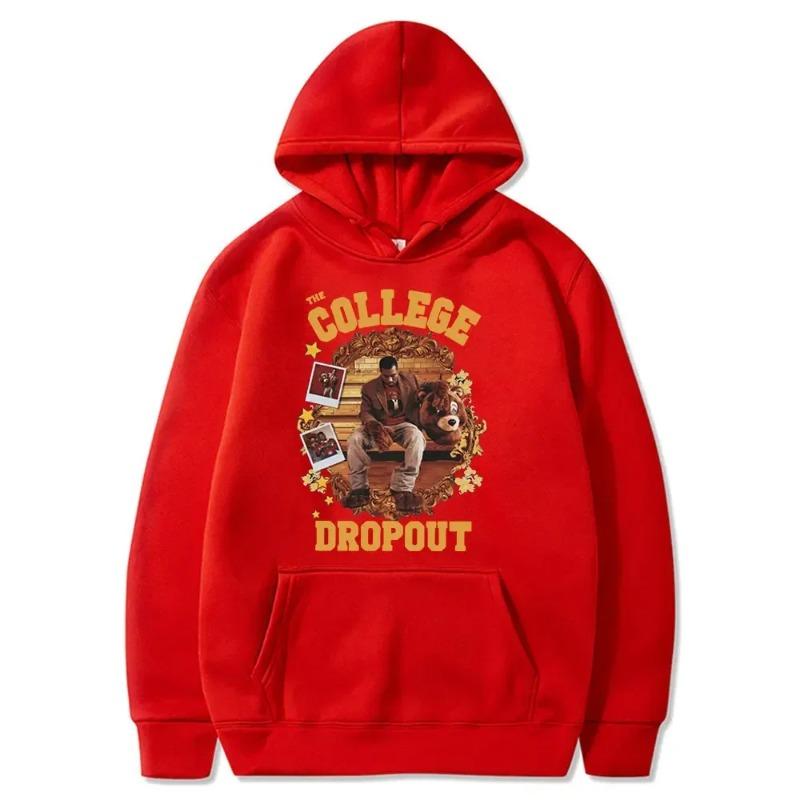 College Dropout Hoodie Kanye West Music Album Printed Sweatshirts Casual Oversized Hoodie Hip Hop Streetwear Men Clothing