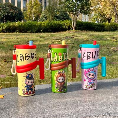 Cartoon Water Cup 316 Stainless Steel Thermos Cup High Value Will Carry Rope Straw Cup