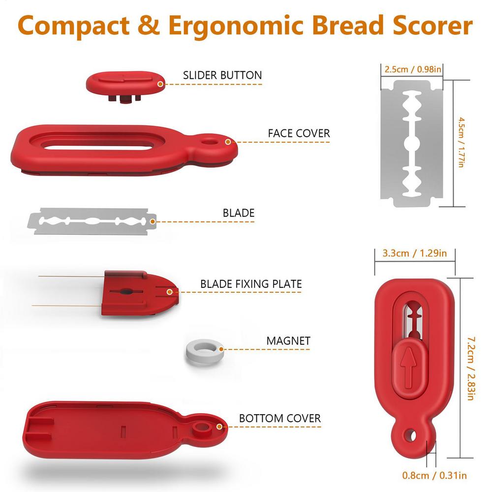 

Bread Lame Cutter Ergonomic Sourdough Slashing Razor Retractable Ergonomic Bread Lame Slashing Tool Bread Making Tools червоний