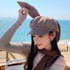 Versatile Plaid Beret Big Head Circumference Spring Painter Cap Cute Women Artist Hat  Work