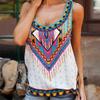 New Stylish European American Sleeveless Vintage Print Tank Top Plus Size