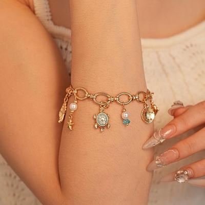 High-End Ocean Style Starfish, Seashell & Seahorse Bracelet for Women
