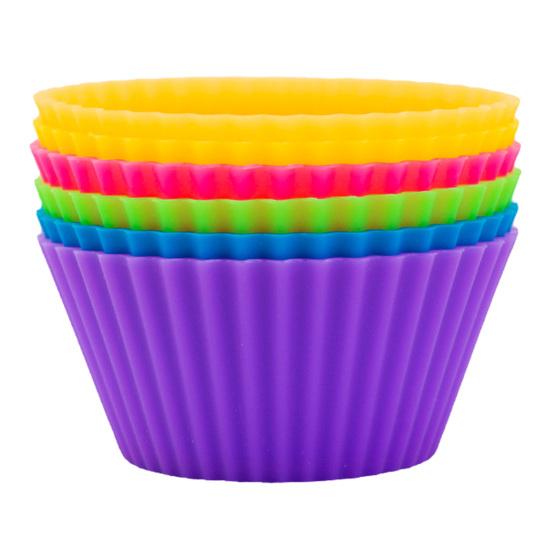 6 Stück Silikon Muffin Eierkuchen Backformen Antihaft Lebensmittelqualität Form für Ofen Mikrowelle & Gefrierschrank Leicht zu lösend Wiederverwendbare Kuchenform für Cupcakes Brot