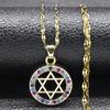 Je Hexagram Star of David Copper Zircon Pendant Necklace for Women Men Stainless Steel Israel Solomon Seal Chain Jewelry