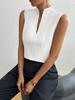 Ärmelloses V-Ausschnitt-T-Shirt aus Polyester für Damen mit Einsatzdetail für legere Sommerkleidung