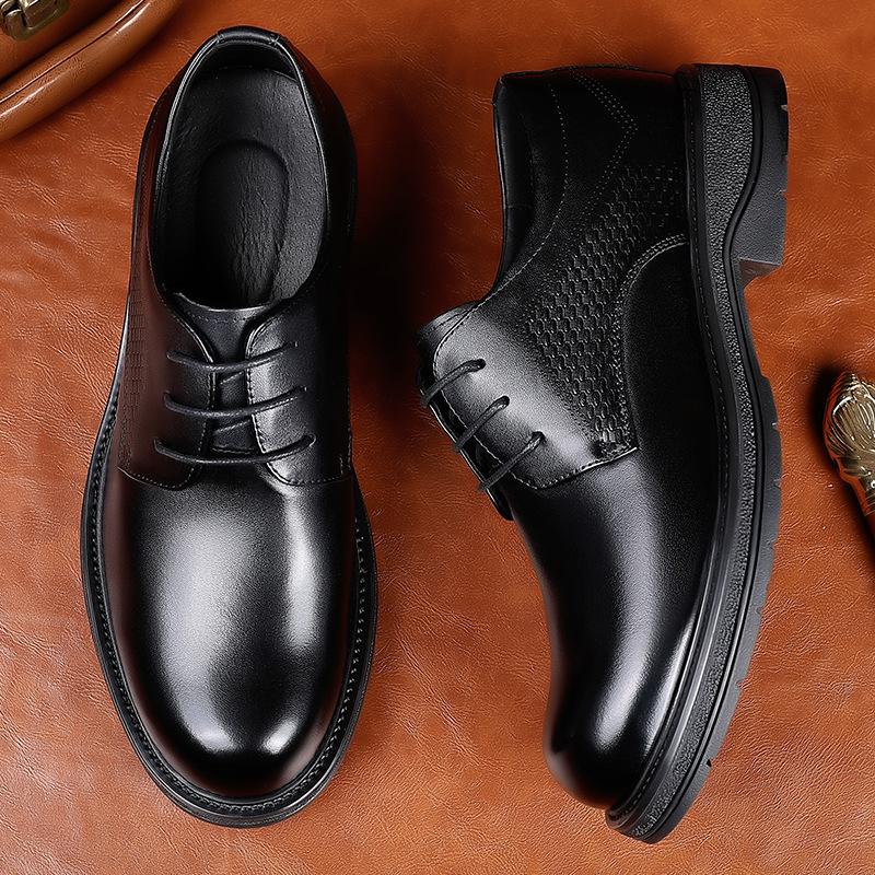 First Layer Cowhide New Men's Business Leather Shoes Genuine Leather Formal Casual Single Shoes Men's Big Toe Thick Soled Men's Shoes