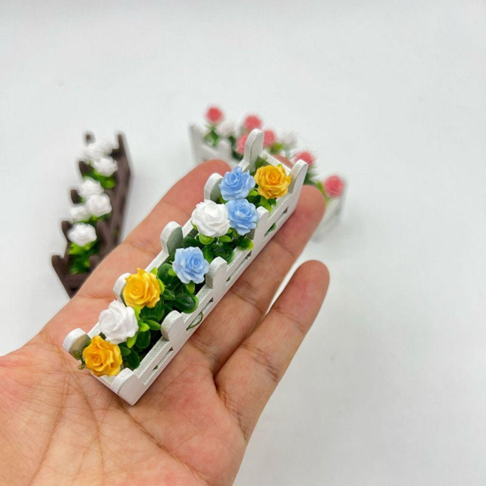 1:12 Scale Flower Fence Decor Lifelike Miniature Potted Plants Toys  Doll House Decor