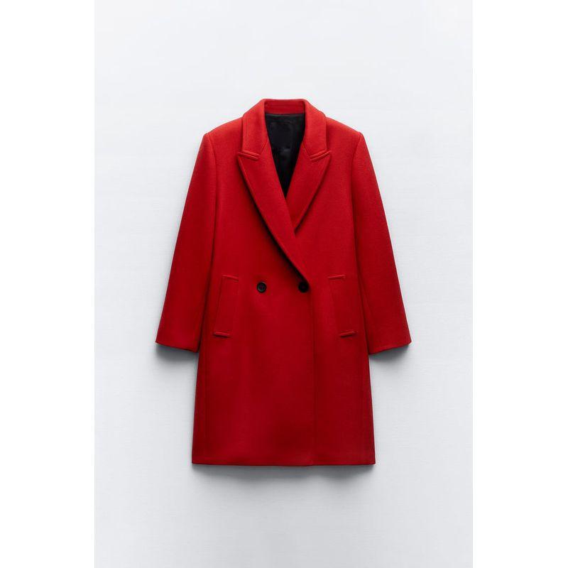 Fall and Winter New Arrival Hepburn Style Red Suit Collar Woolen Double Breasted Long Overcoat Outerwear 8694142