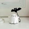 Desktop Ornament for Halloween Ghost Walking Dog Resin Figurine, Cute Holding Bat Balloon Statue, Spooky Decor Decor, Mini Stable Base Tabletop