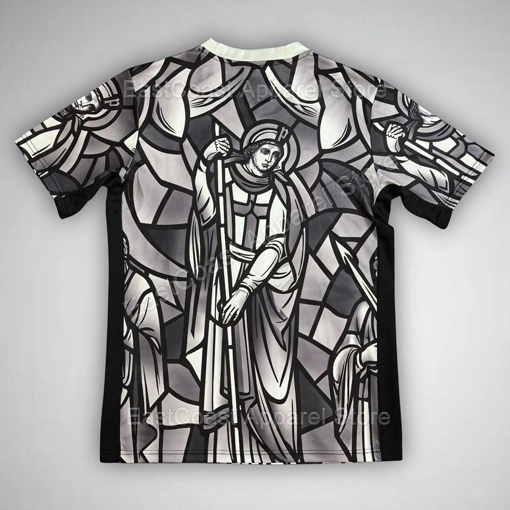 Saint George Stained Glass Style Football Jersey Mens 3D Print Quick Dry Sports Short Sleeve Tops Fan Edition Soccer T-Shirt 5XL