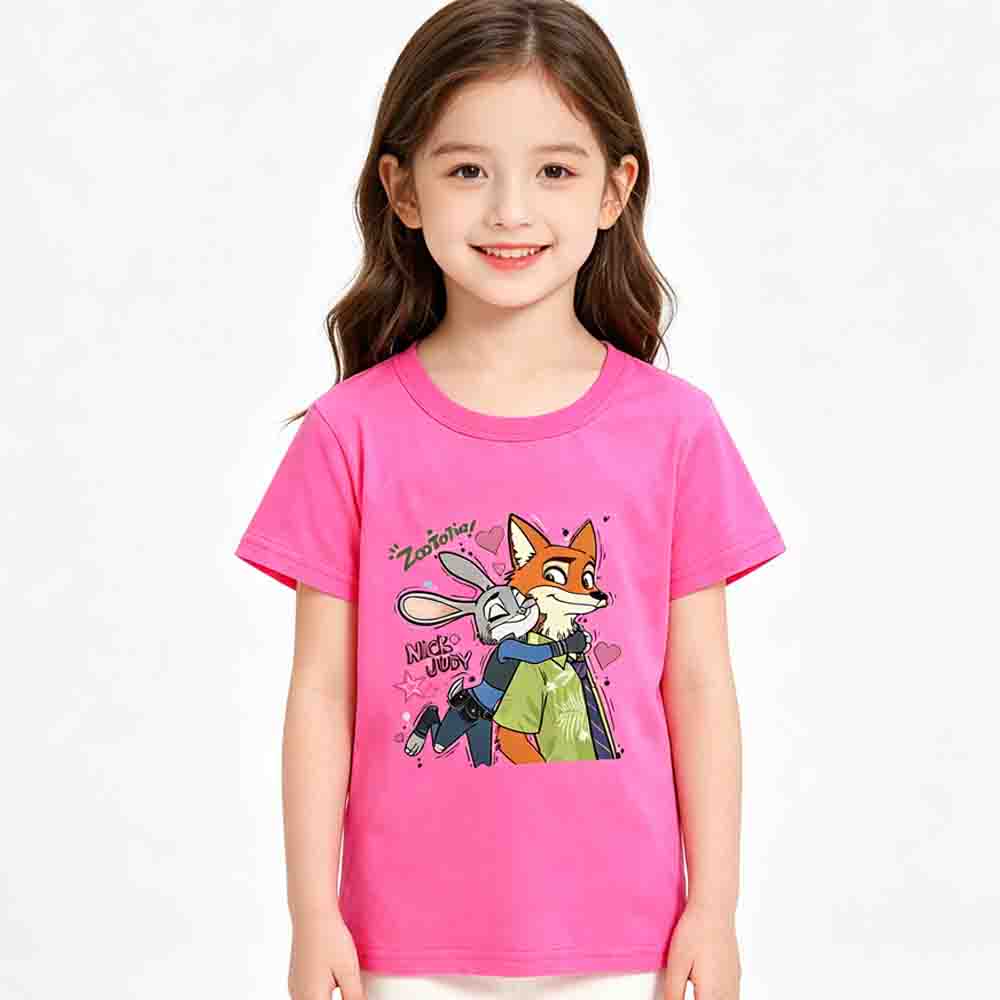 Kids Zootopia 2 Nick Judy Printing Cotton Tshirt