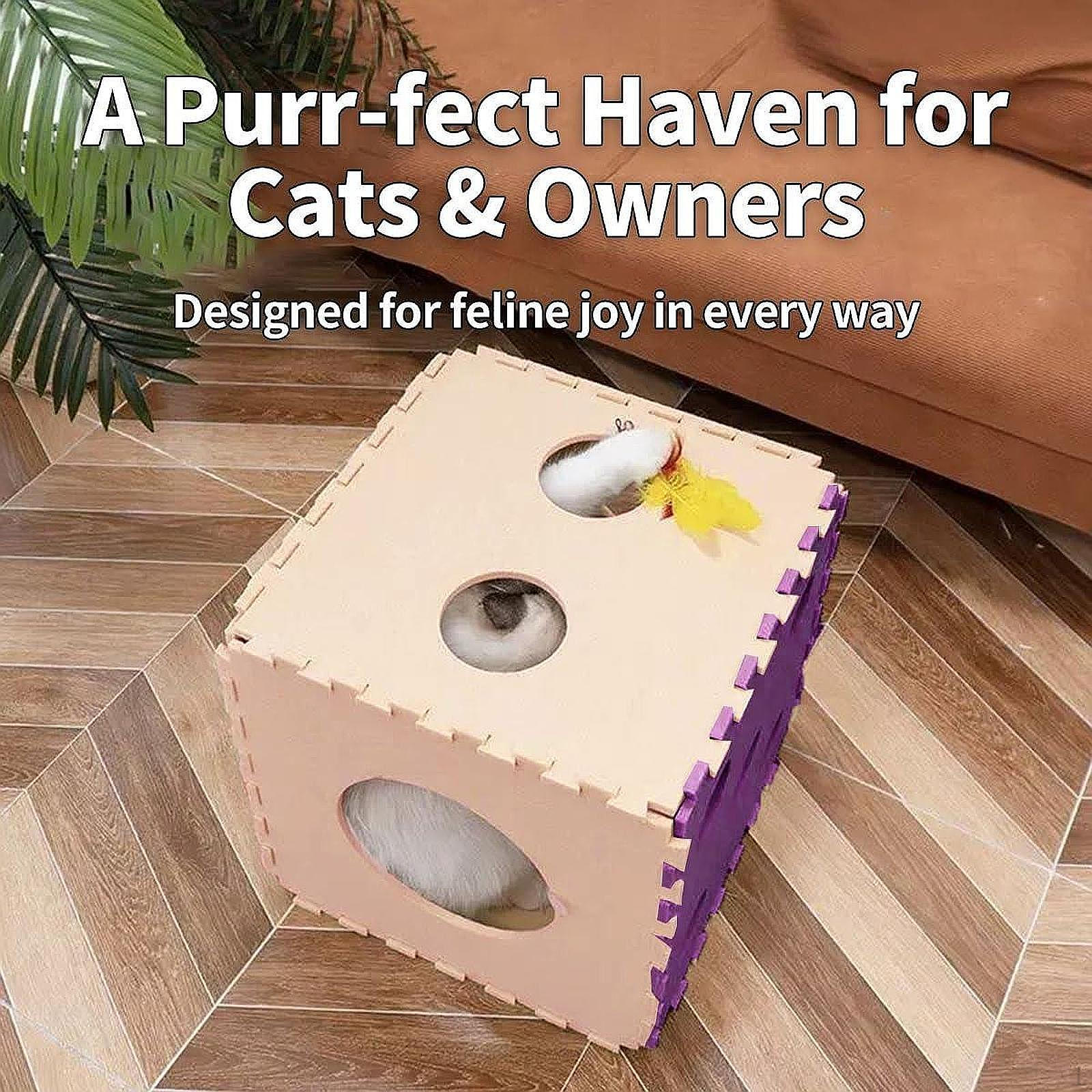 

Игровой домик-когтеточка для кошек с фетровой панелью для ухода за когтями 40x40x40cm