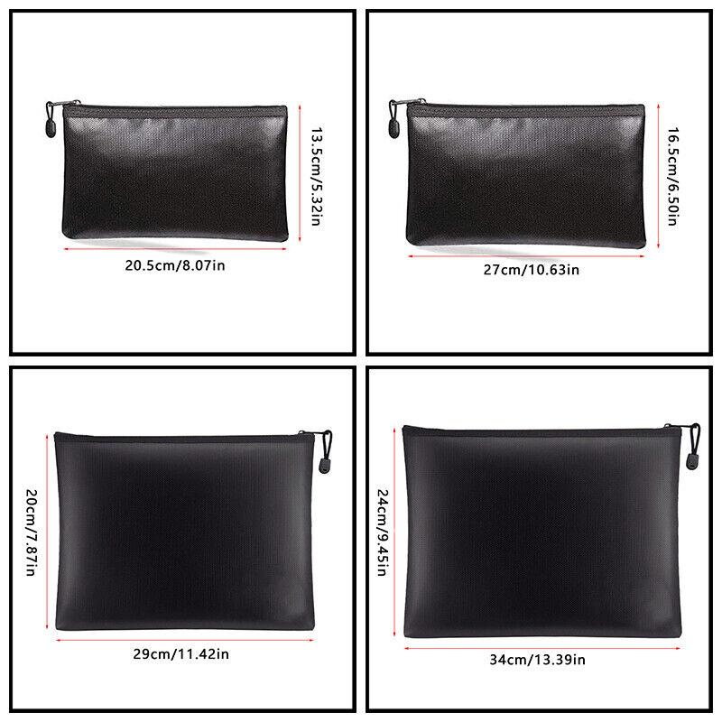 1PC Black Fireproof Faraday Bag for Car Keys File Safety Bag Protection Waterproof Portable File Storage Bag For Money Passport