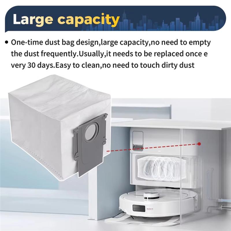 

A55F-Dust Bags For Roborock Qrevo Master/P10S Pro/ V20 /S8 Maxv Ultra /S8 Max Ultra Robot Vacuum Cleaner Spare Parts Dust Bag