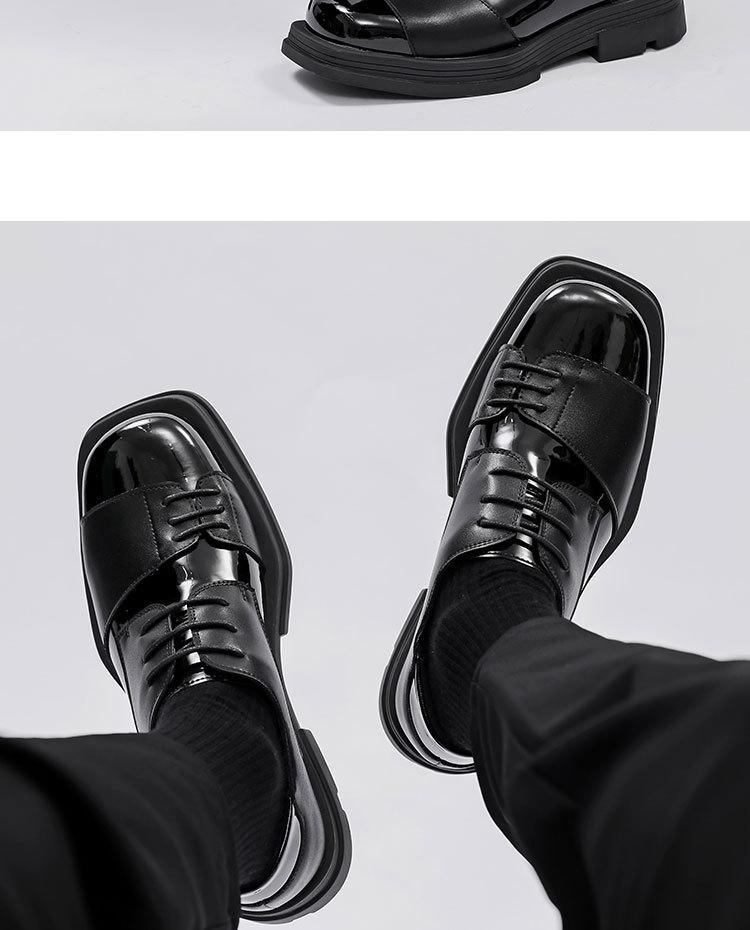 Men's 2025 Square Toe Height Increasing Leather Derby Shoes - Casual, Formal, & Wedding Wear