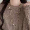 Autumn And Winter Long Tiger Eye Stone Pearl Beads Long Sweater Chain For Women'S Popular Necklace  Jewelry Accessories
