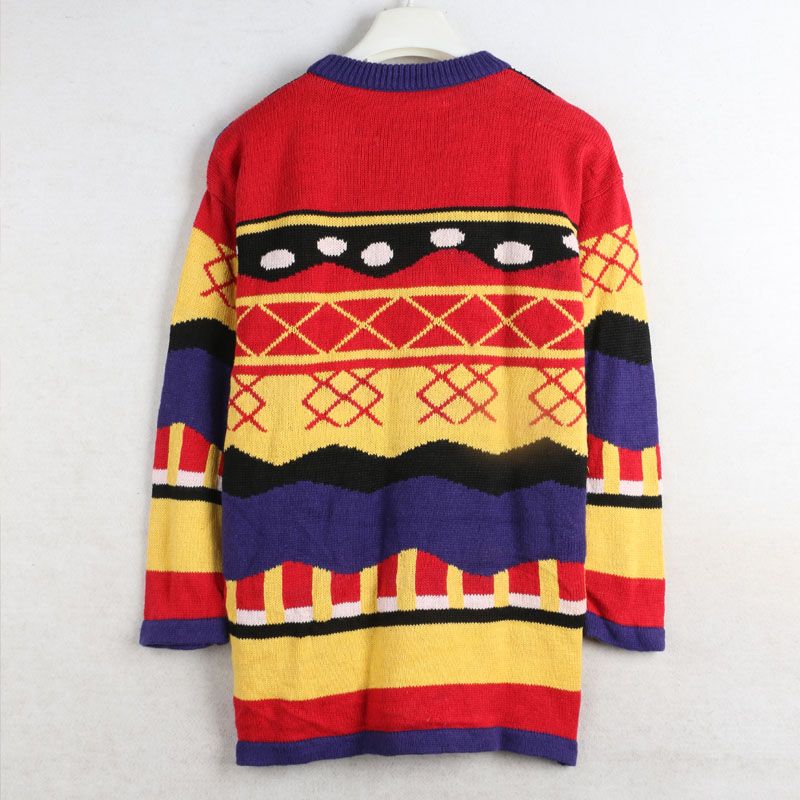 Autumn and Winter New Arrival Export European and American Women's Clothing Children's Fun Retro Cotton and Linen Fabric Unisex Wear Sweater Thick