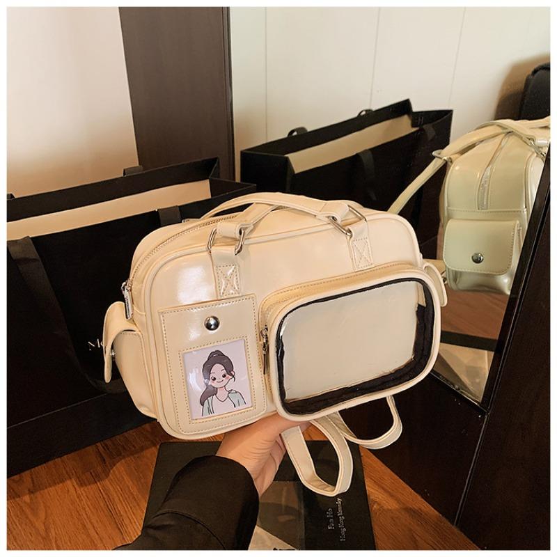 

Large capacity commuter bag women s summer new versatile single shoulder girl multi-functional backpack рожевий