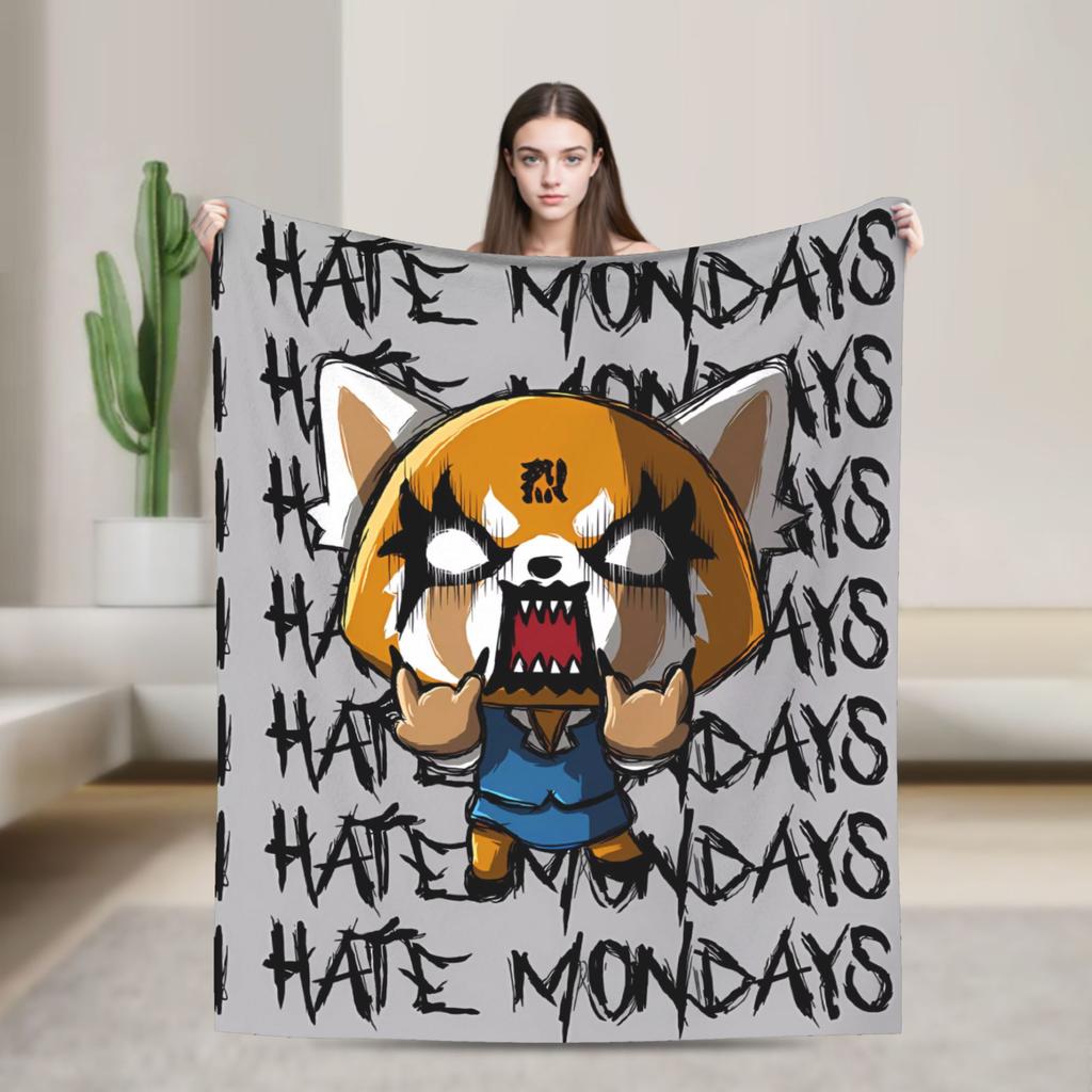Cartoon Cute Aggretsuko Graffiti  Blanket Quality Warm Soft  Bedding Throws Winter Picnic Couch Chair Sofa Bed Graphic Bedspread