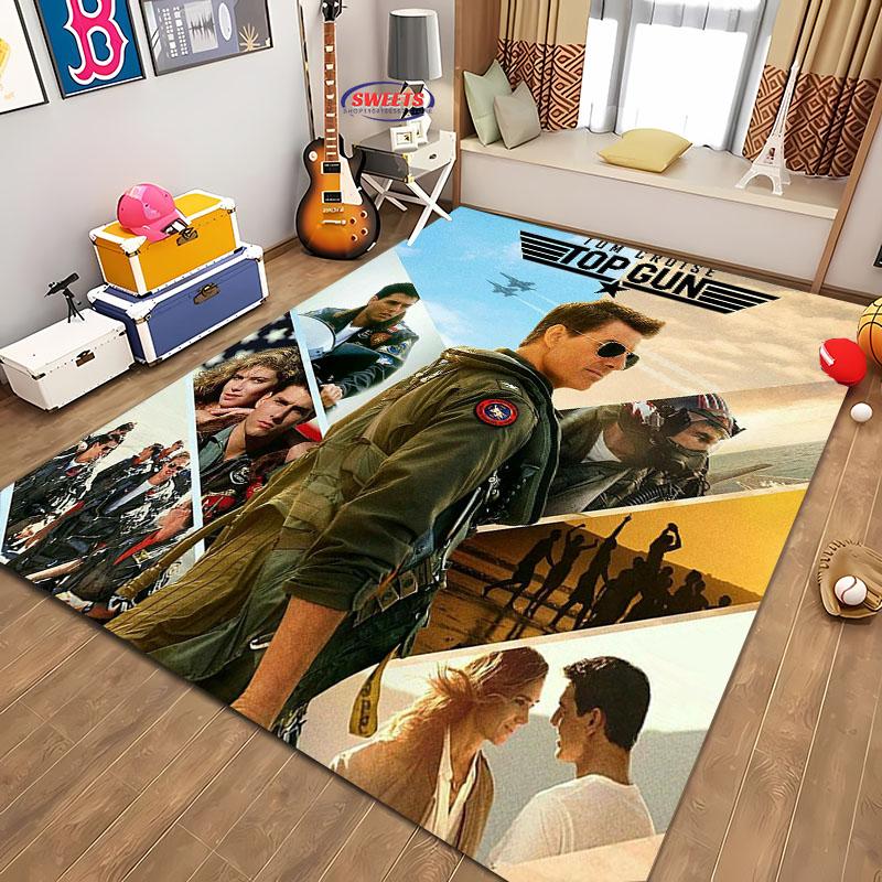 Classic Movie Carpet Top Gun Tom Cruise Rug for Home Living Room Bedroom Sofa Doormat Decor,kid Area Rug Non-slip Floor Mat Gift