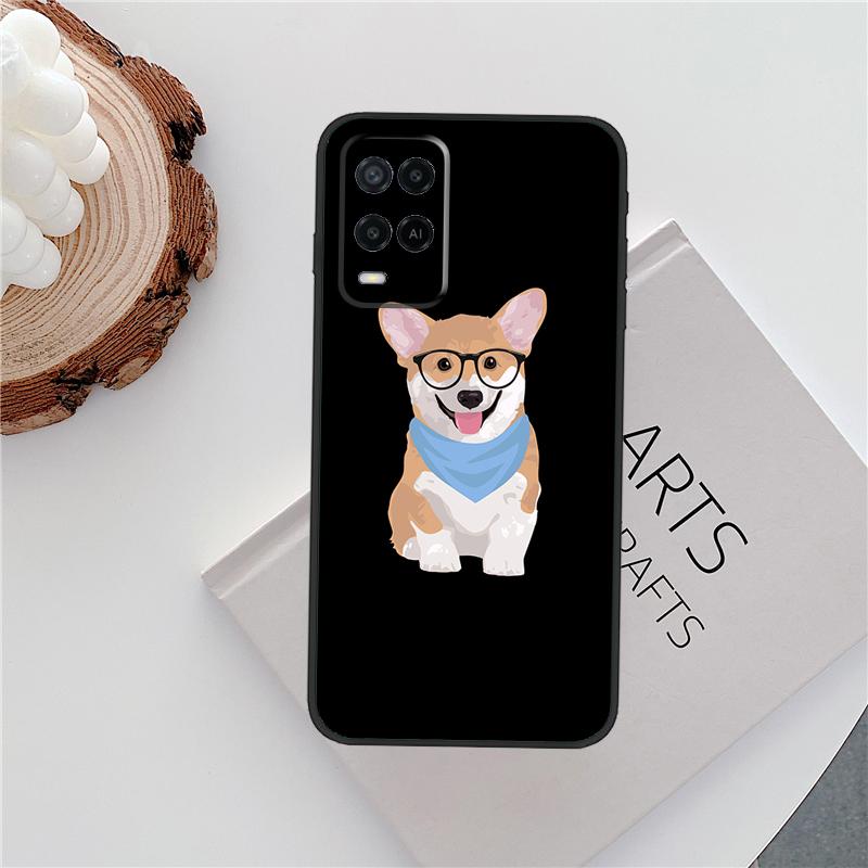 Cartoon Corgi Case For Oppo A60 A74 A94 A54 A18 A38 A58 A78 A98 A40 A80 A16 A76 A96 A15 A57S A17 A77 Cover