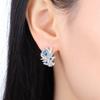 S925 Sterling Silver Blue Zircon Feather Earrings Hoop Earrings Women Jewelry Original Trendy Anniversary Gifts